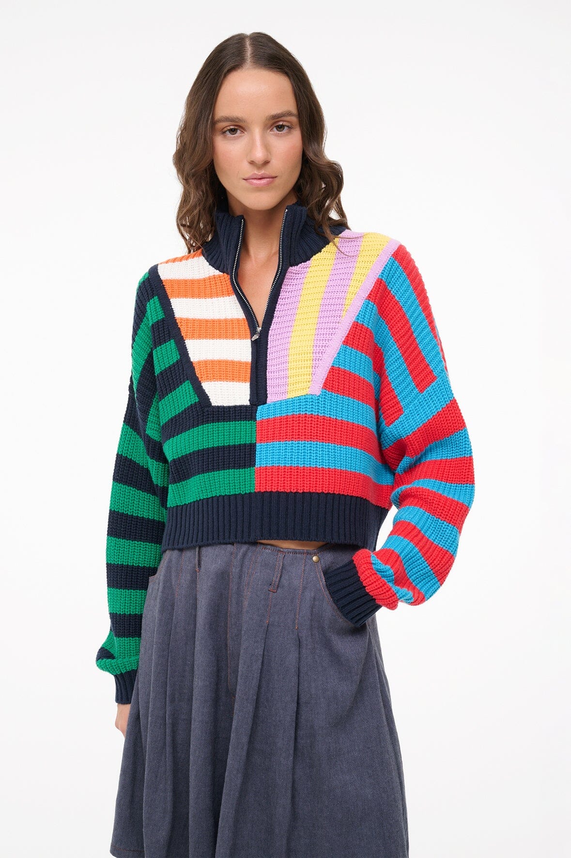 CROPPED HAMPTON SWEATER | CABANA STRIPE MULTI