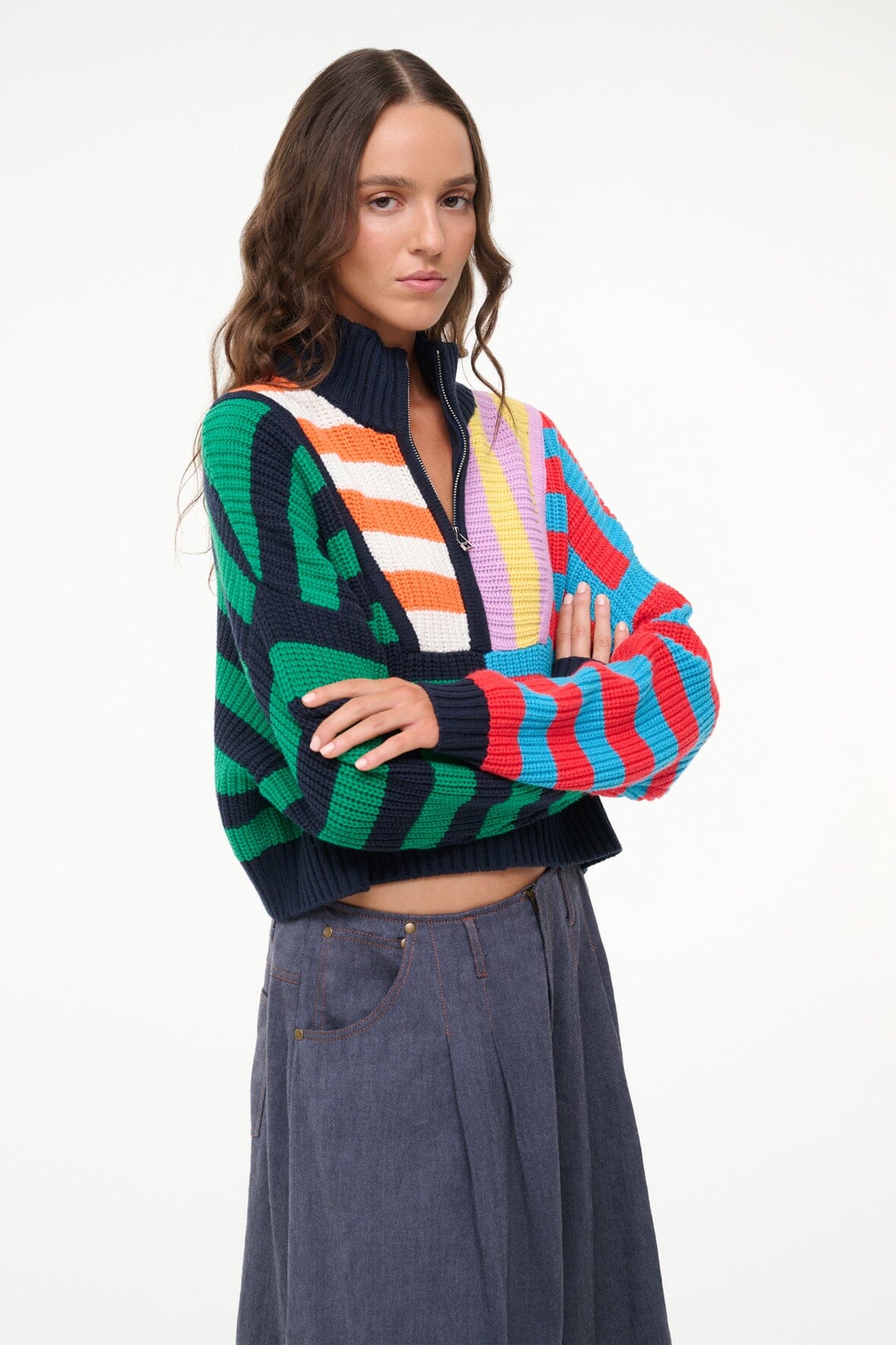 CROPPED HAMPTON SWEATER | CABANA STRIPE MULTI