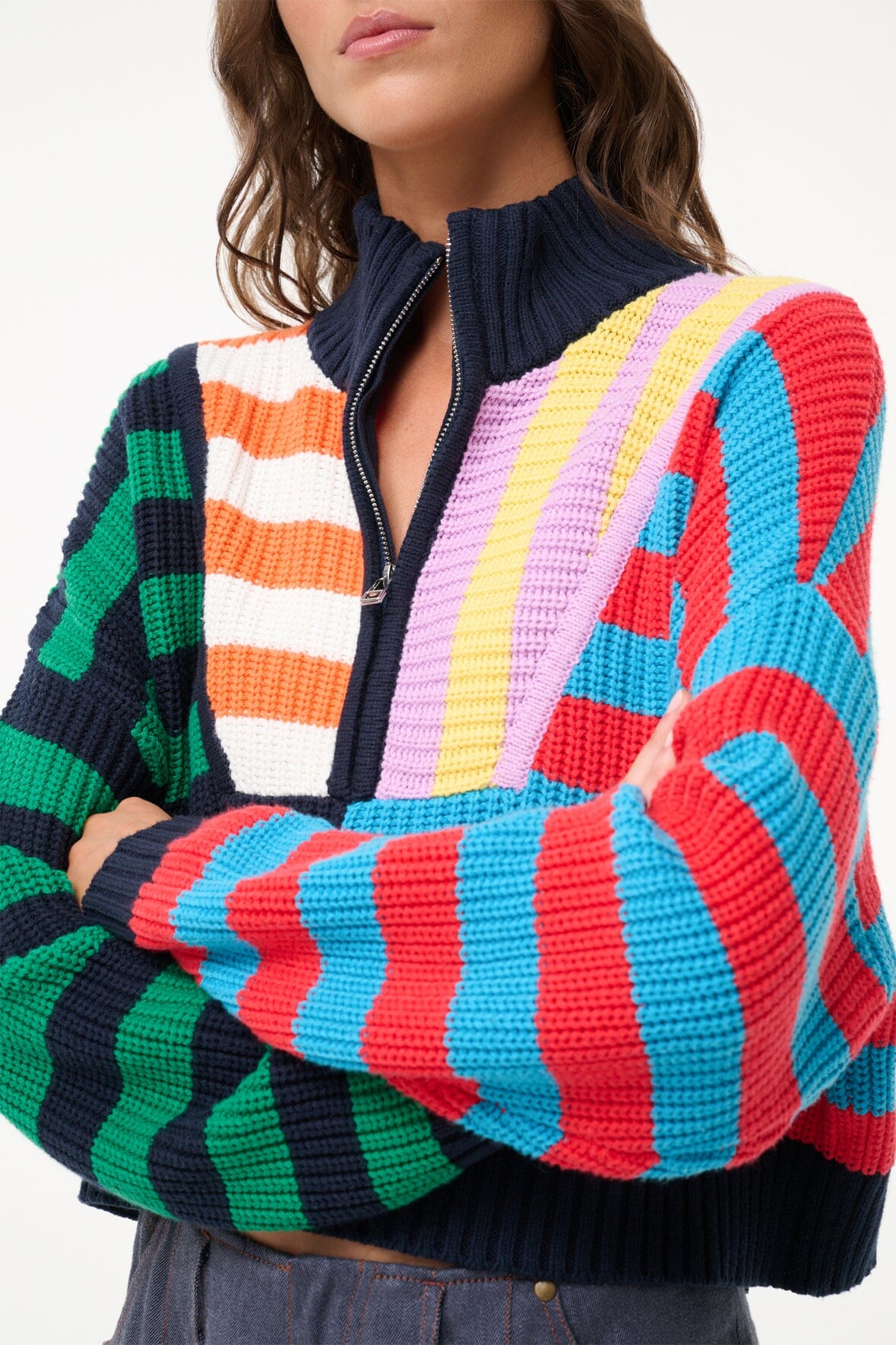 CROPPED HAMPTON SWEATER | CABANA STRIPE MULTI