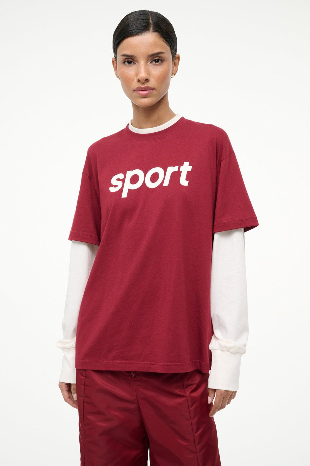 JUNIOR LONG SLEEVE TEE | IVORY DEEP RED