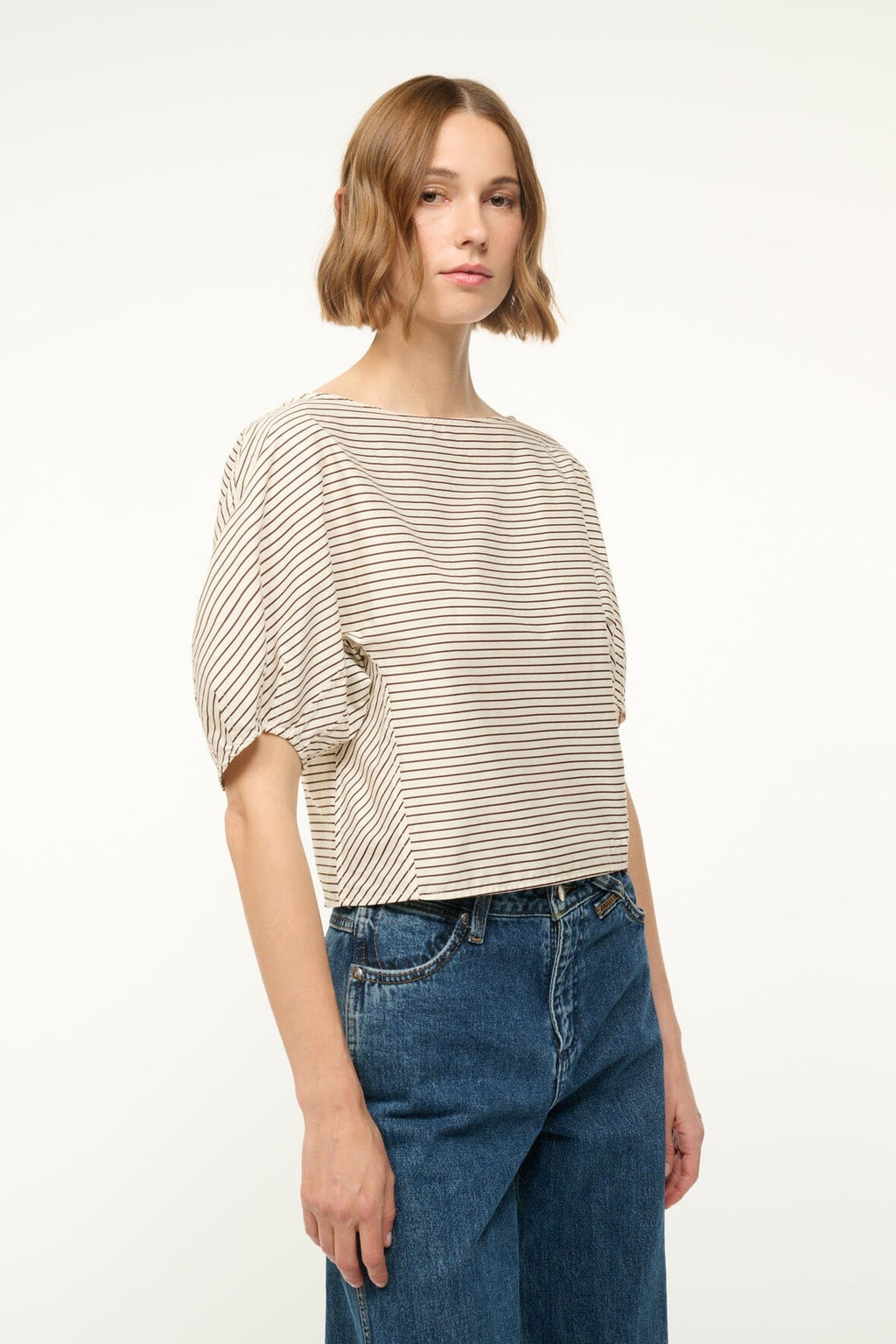 DIDI TOP | IVORY DARK OAK MICRO STRIPE