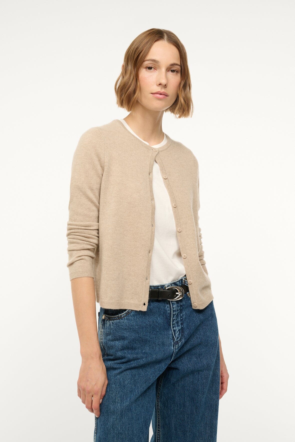 MIDNIGHT CASHMERE CARDIGAN | STONE