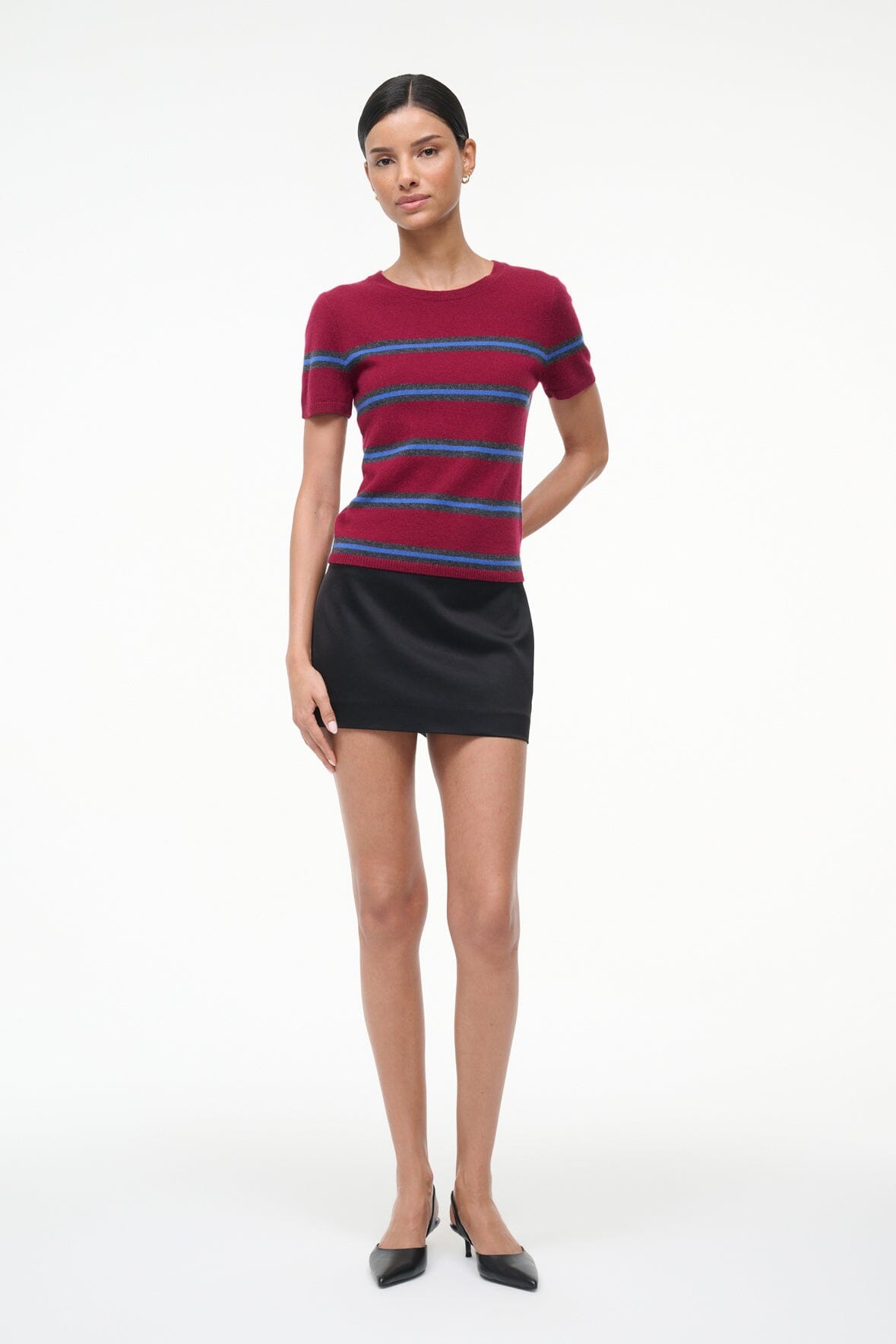 EASY CASHMERE TEE | CRIMSON STRIPE