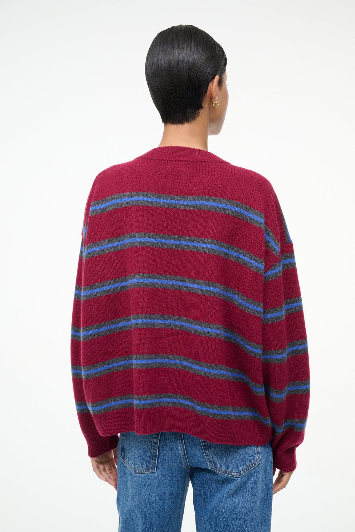SERRANO CASHMERE RELAXED CREW | CRIMSON STRIPE