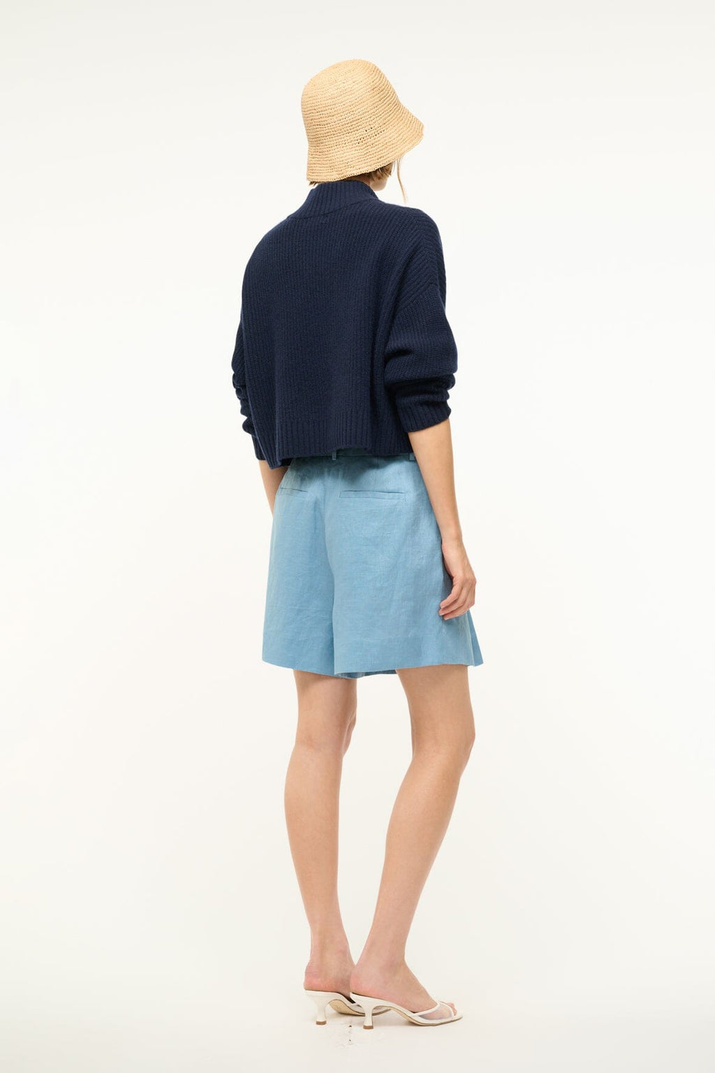 CASHMERE CROPPED HAMPTON SWEATER | NAVY