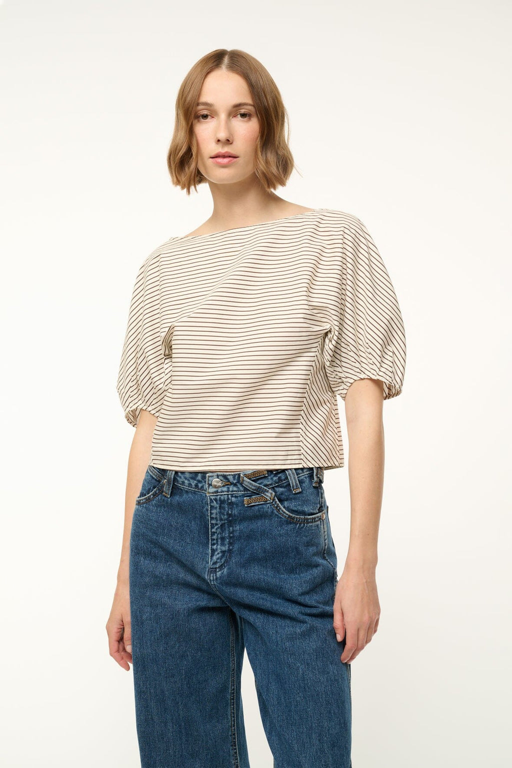 DIDI TOP | IVORY DARK OAK MICRO STRIPE