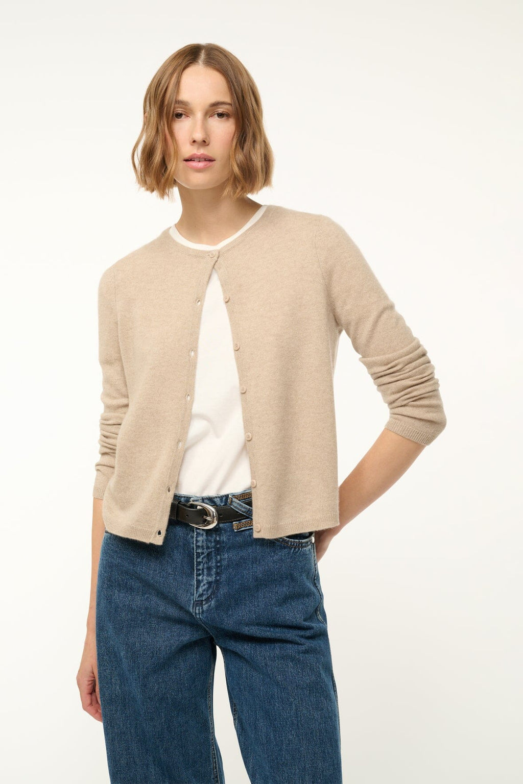 MIDNIGHT CASHMERE CARDIGAN | STONE