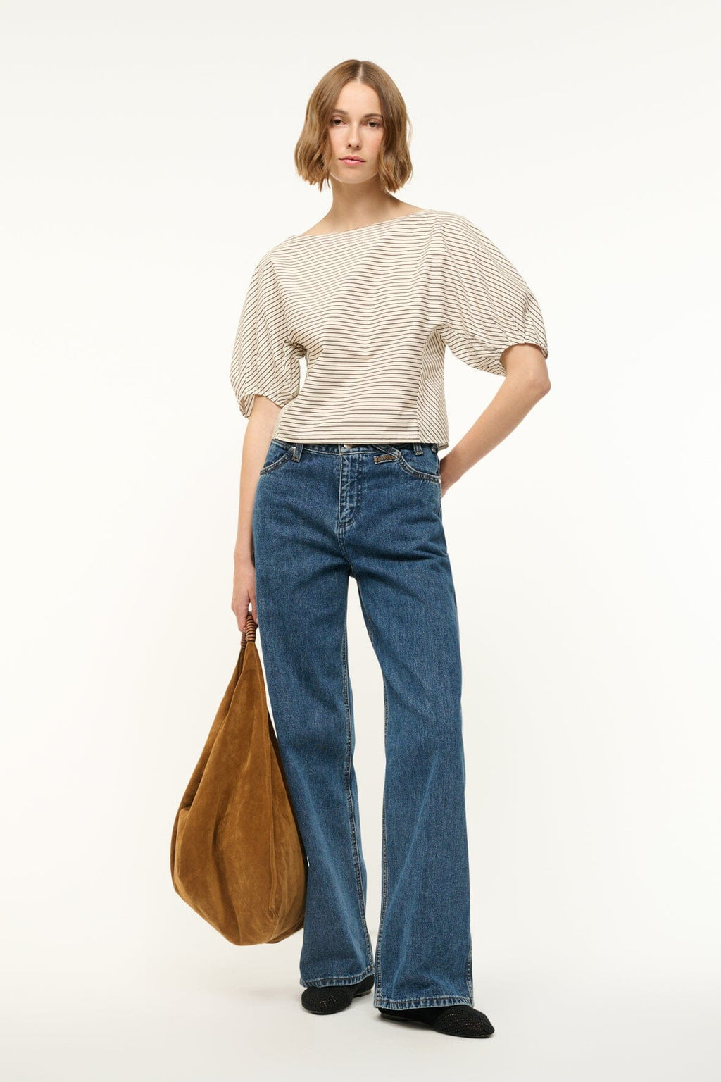 DIDI TOP | IVORY DARK OAK MICRO STRIPE