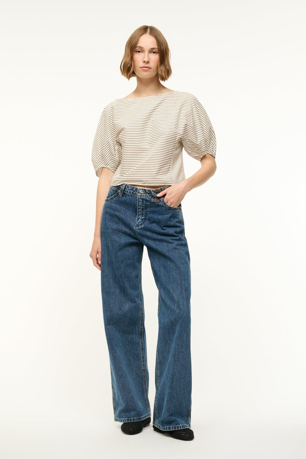 DIDI TOP | IVORY DARK OAK MICRO STRIPE