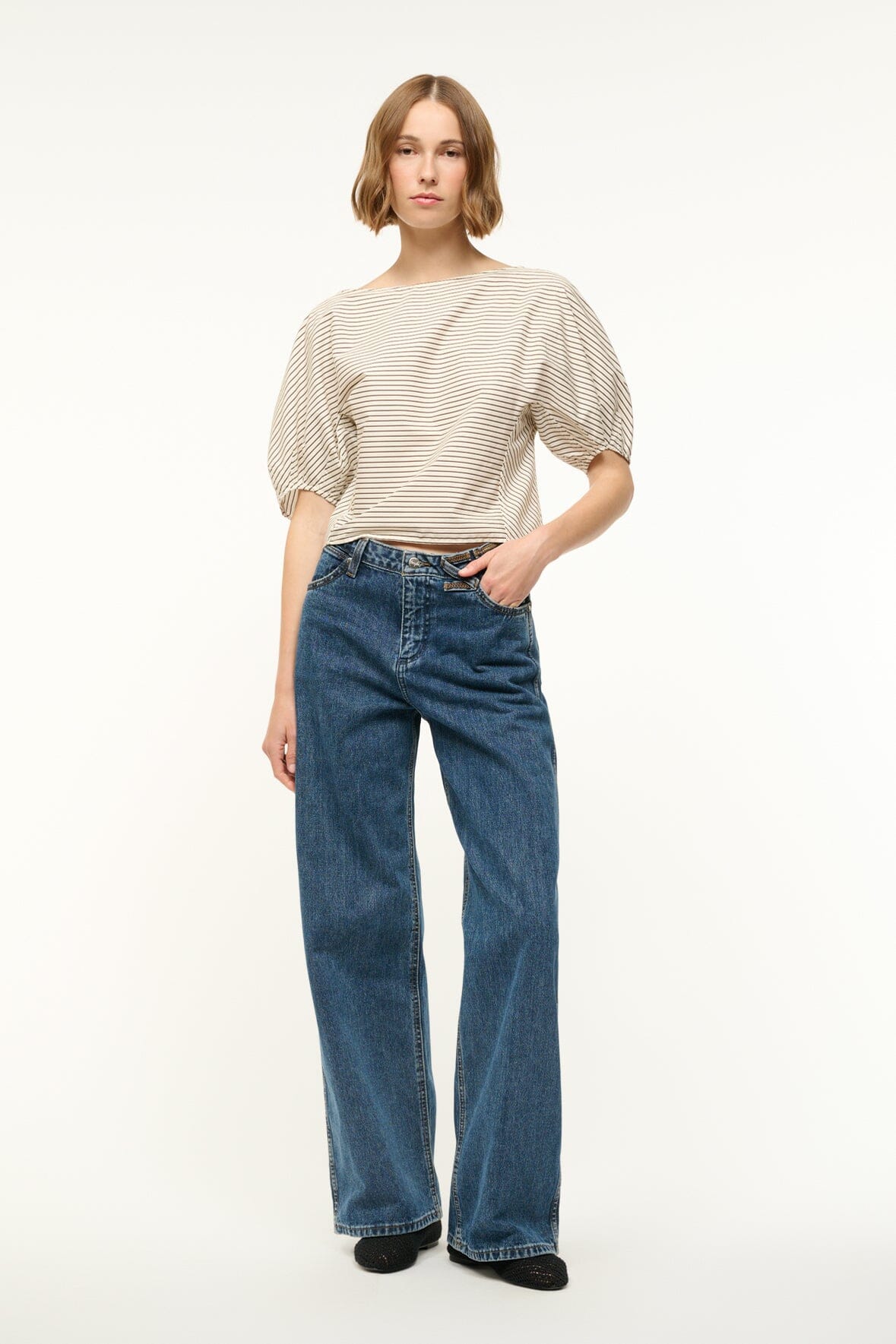 DIDI TOP | IVORY DARK OAK MICRO STRIPE
