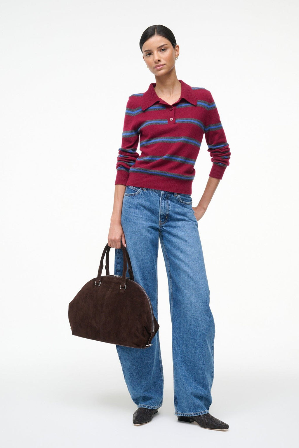 GEMMA CASHMERE SWEATER | CRIMSON STRIPE