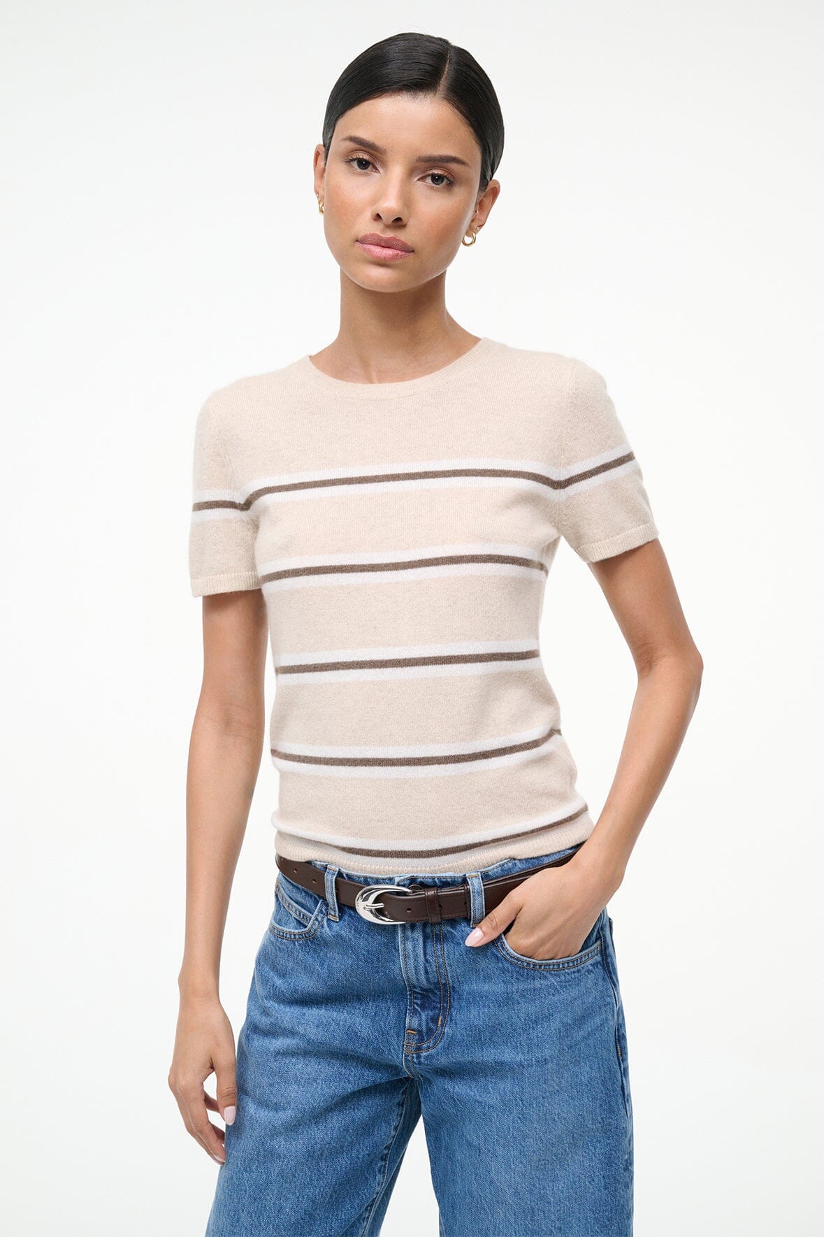 EASY CASHMERE TEE | WHISPER STRIPE