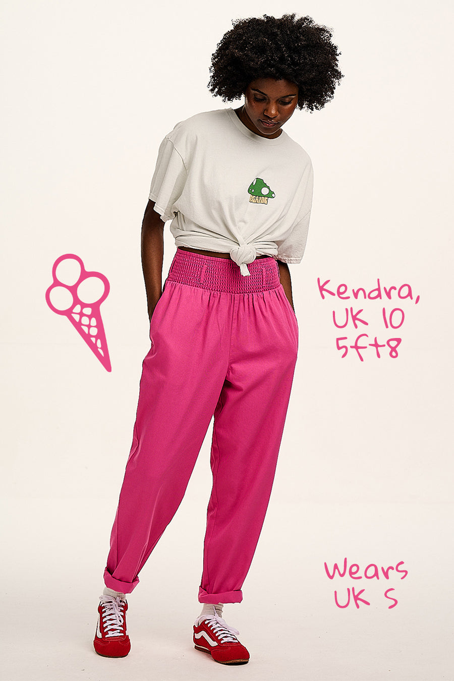 Alexa - Cotton Trousers in Mulberry Pink