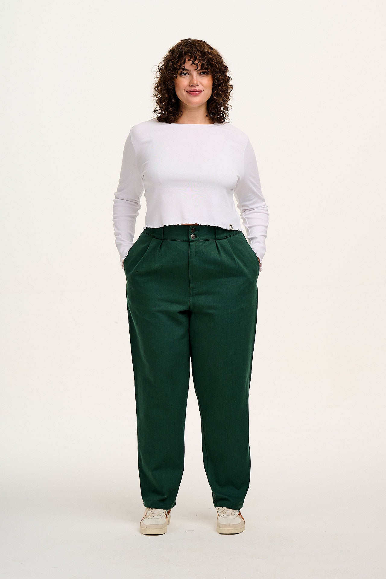 Addison - Cotton Jeans in Posy Green