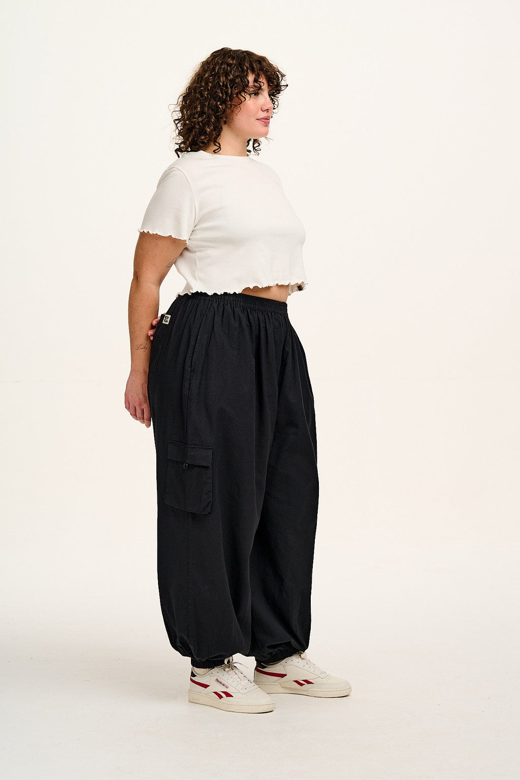 Rumi - Wide Leg Cotton & Linen Trousers in Black
