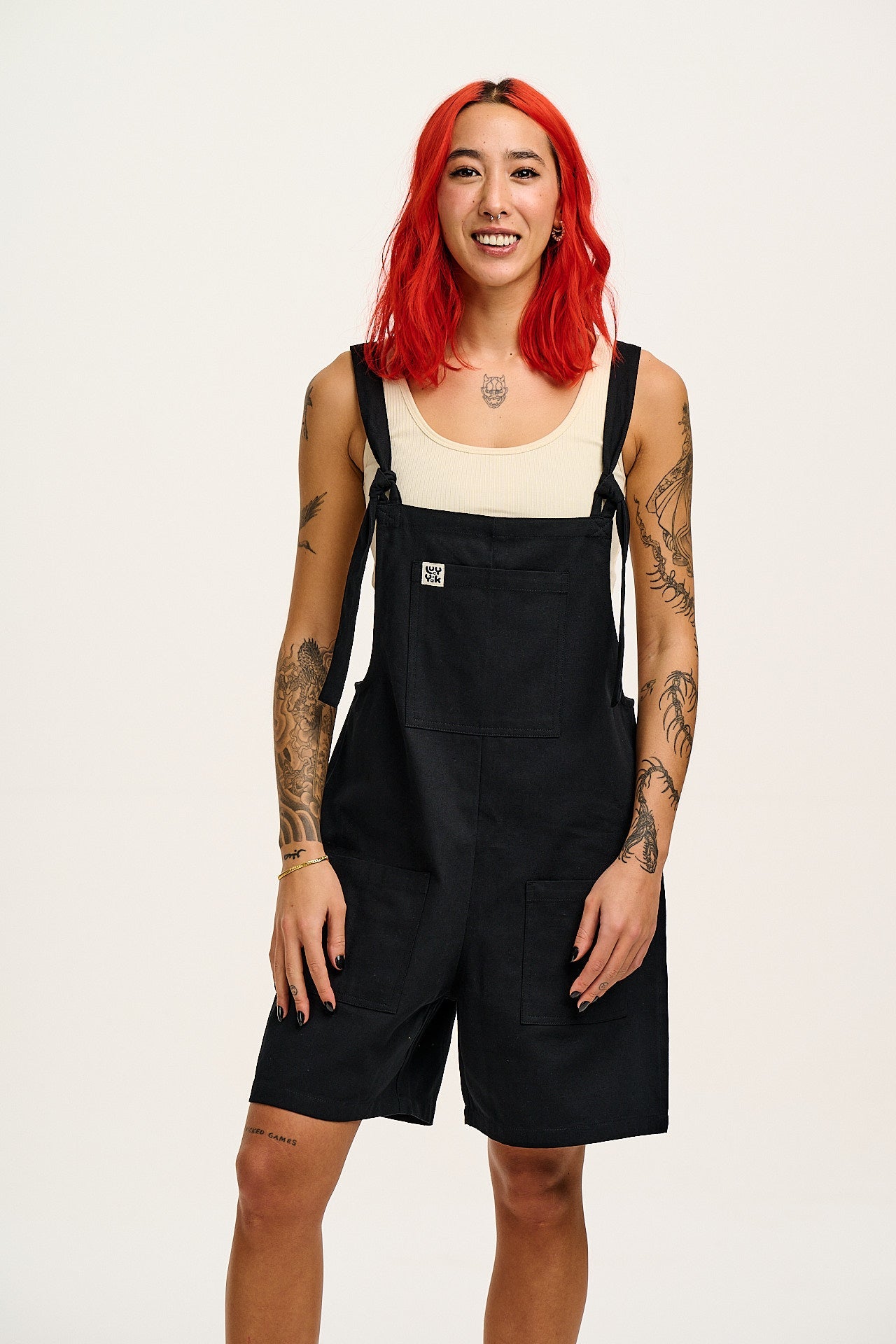 Original - Cotton Dungaree Shorts in Black