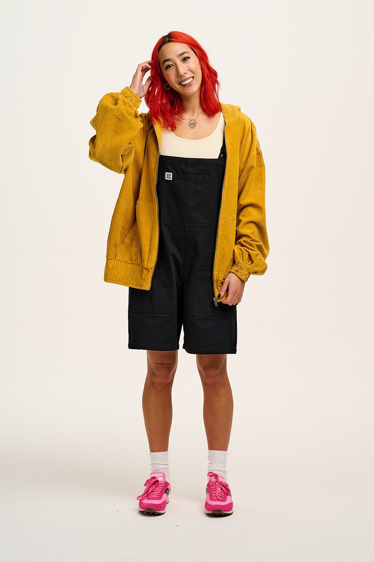 Original - Cotton Dungaree Shorts in Black