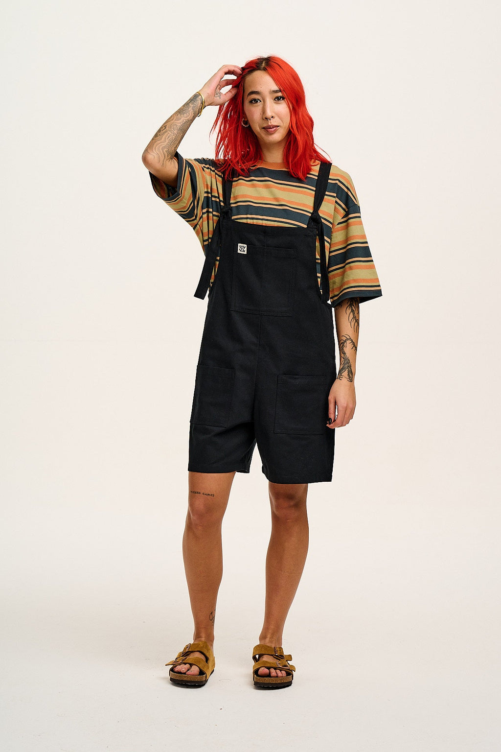 Original - Cotton Dungaree Shorts in Black