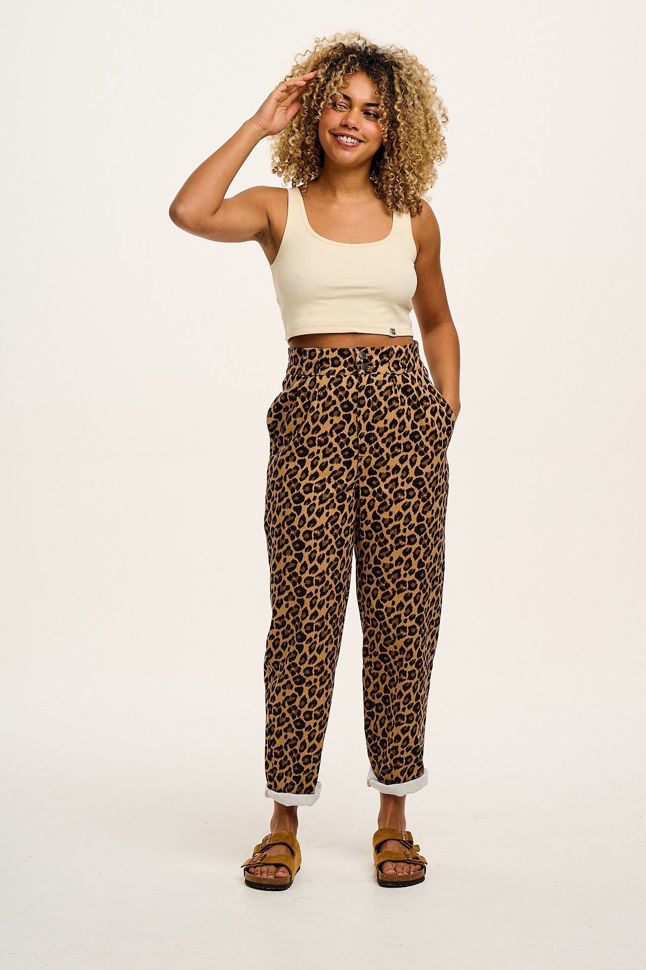 Addison - Cotton Jeans in Leopard Print