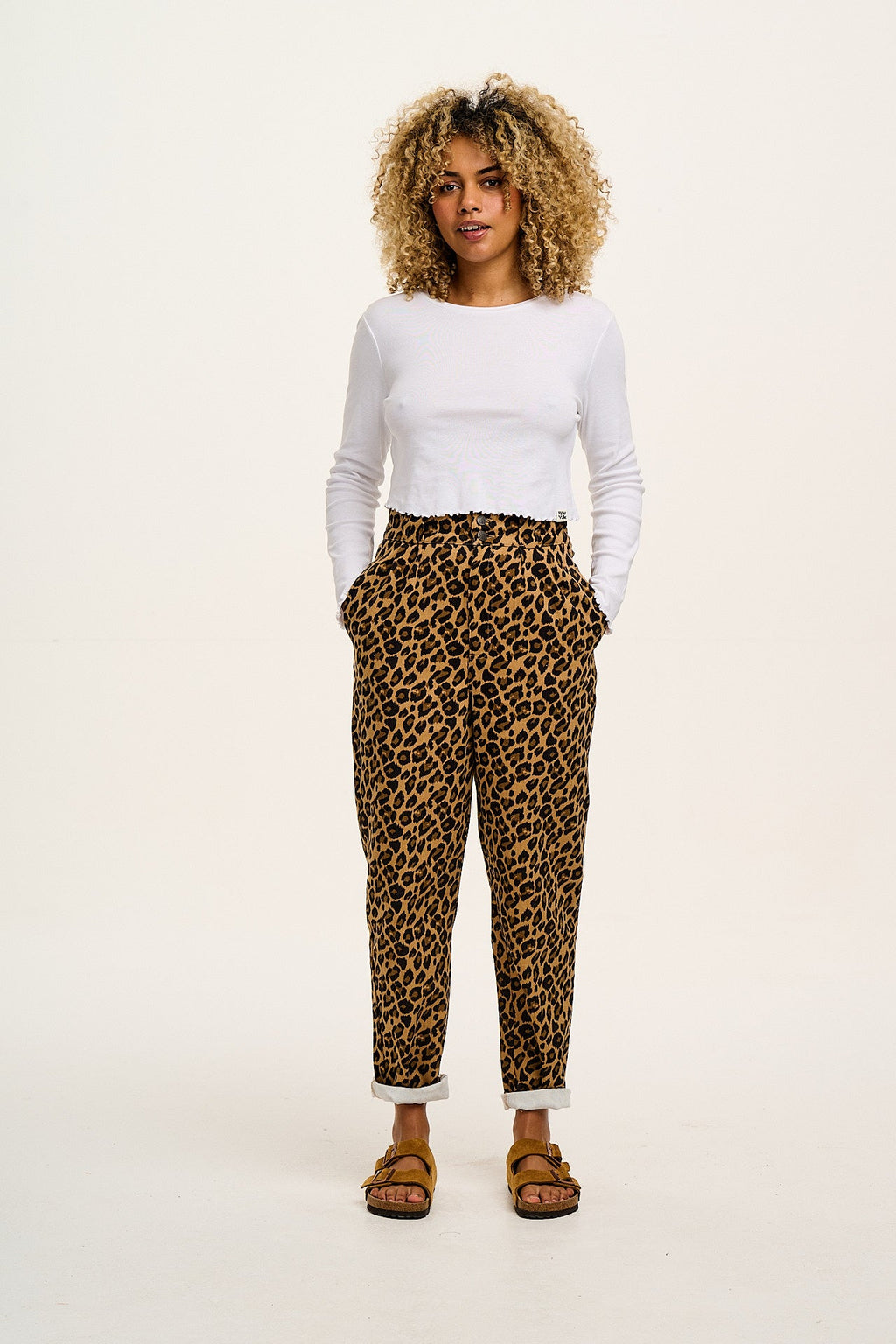 Addison - Cotton Jeans in Leopard Print
