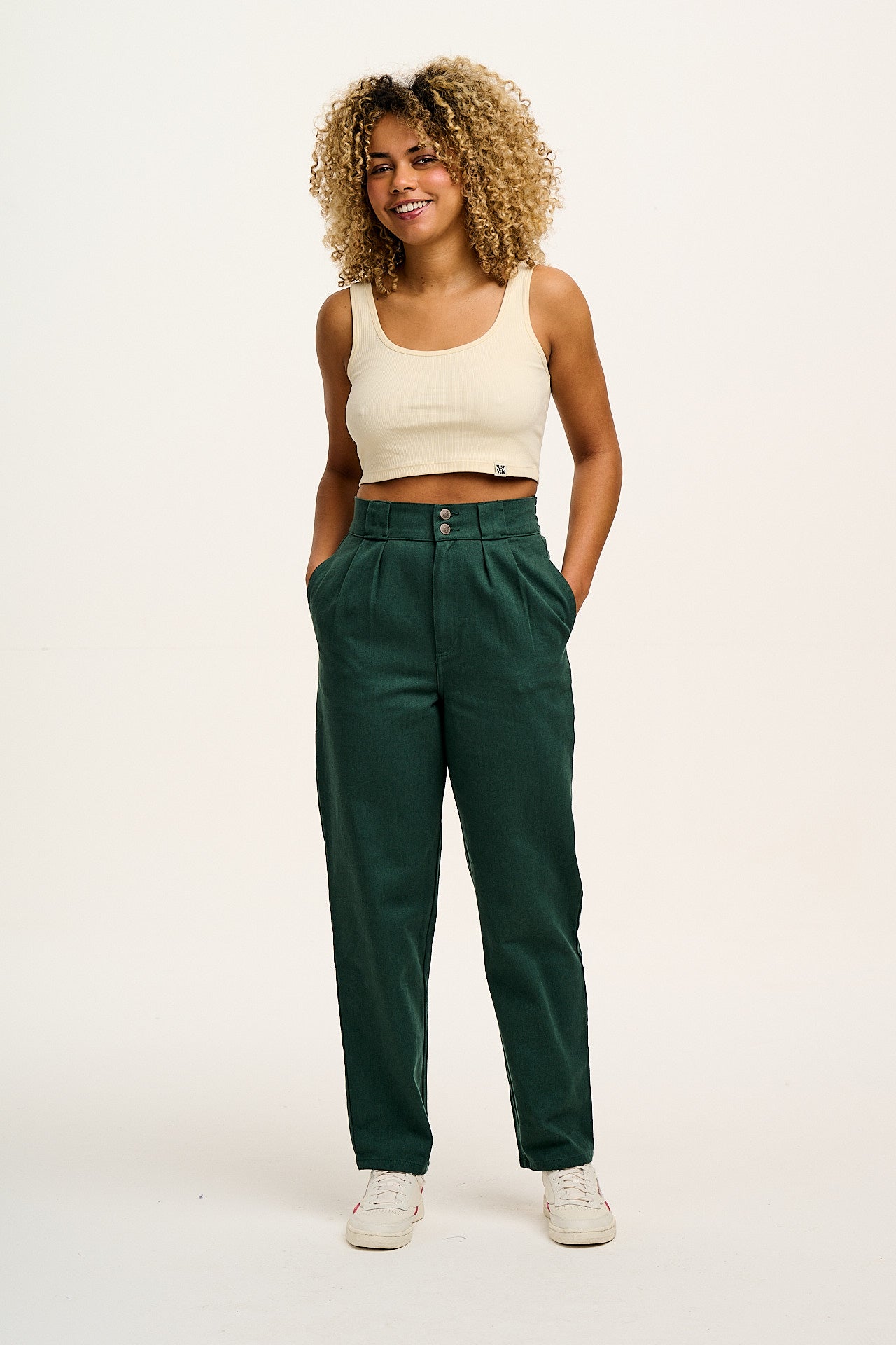 Addison - Cotton Jeans in Posy Green