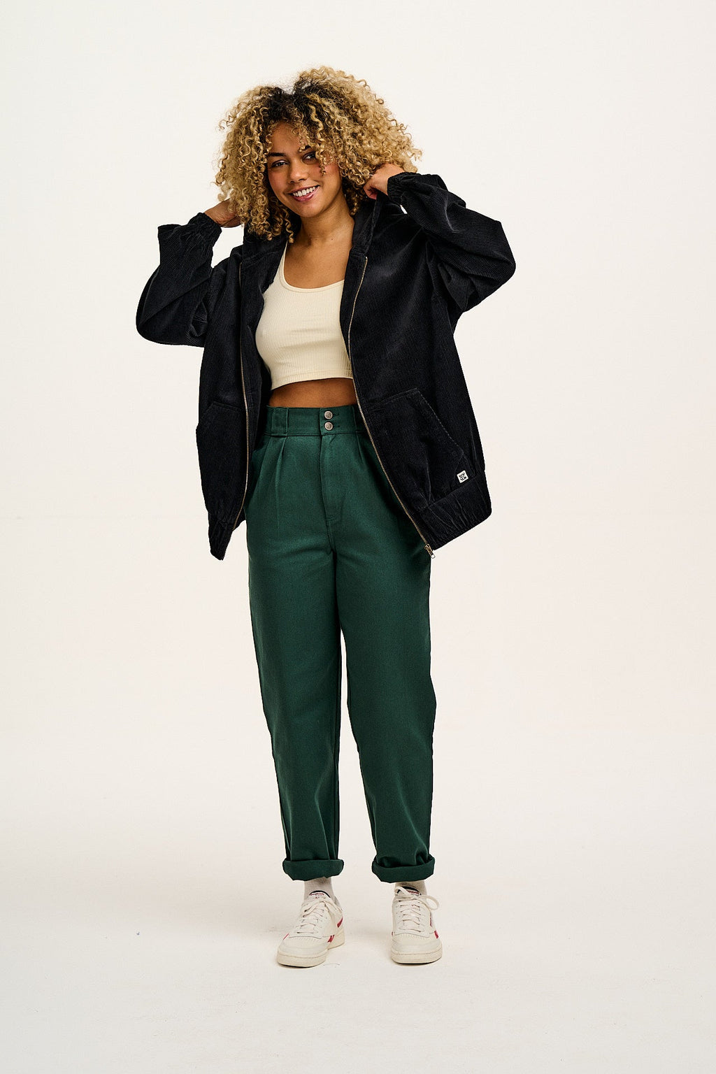 Addison - Cotton Jeans in Posy Green