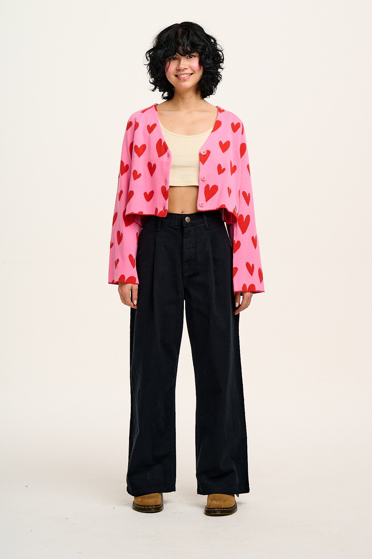 Cole - Wide Leg Denim Jeans in Black