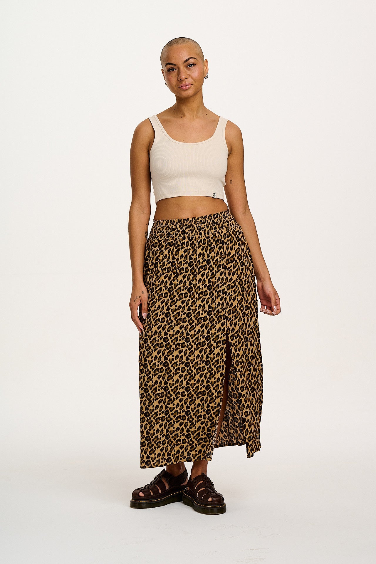 Poppy - Elasticated Waist Skirt in Leopard Print