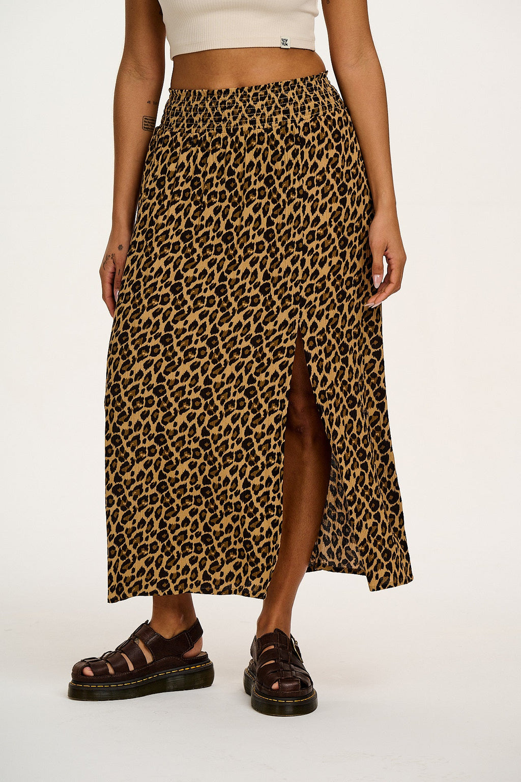 Poppy - Elasticated Waist Skirt in Leopard Print