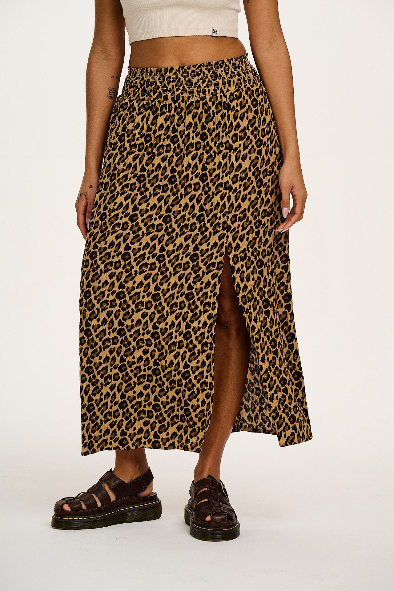 Poppy - Elasticated Waist Skirt in Leopard Print