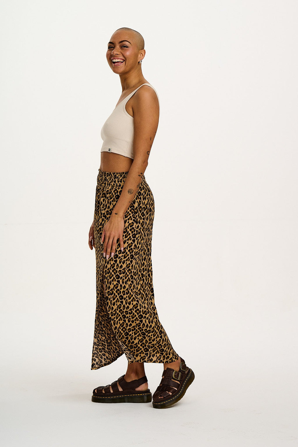 Poppy - Elasticated Waist Skirt in Leopard Print