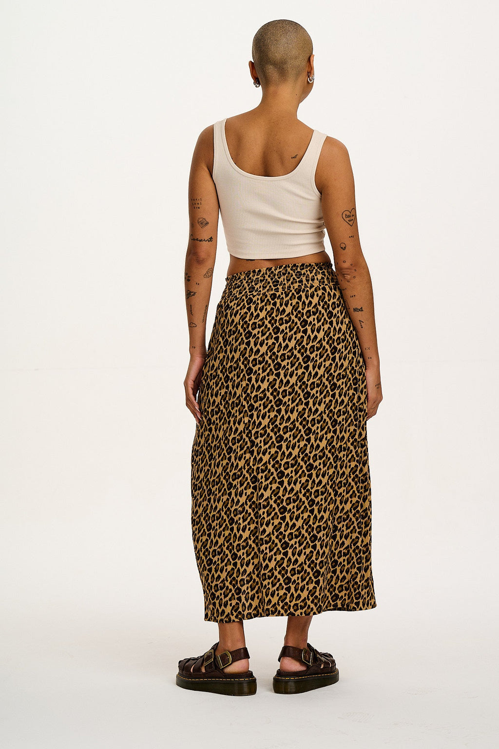 Poppy - Elasticated Waist Skirt in Leopard Print