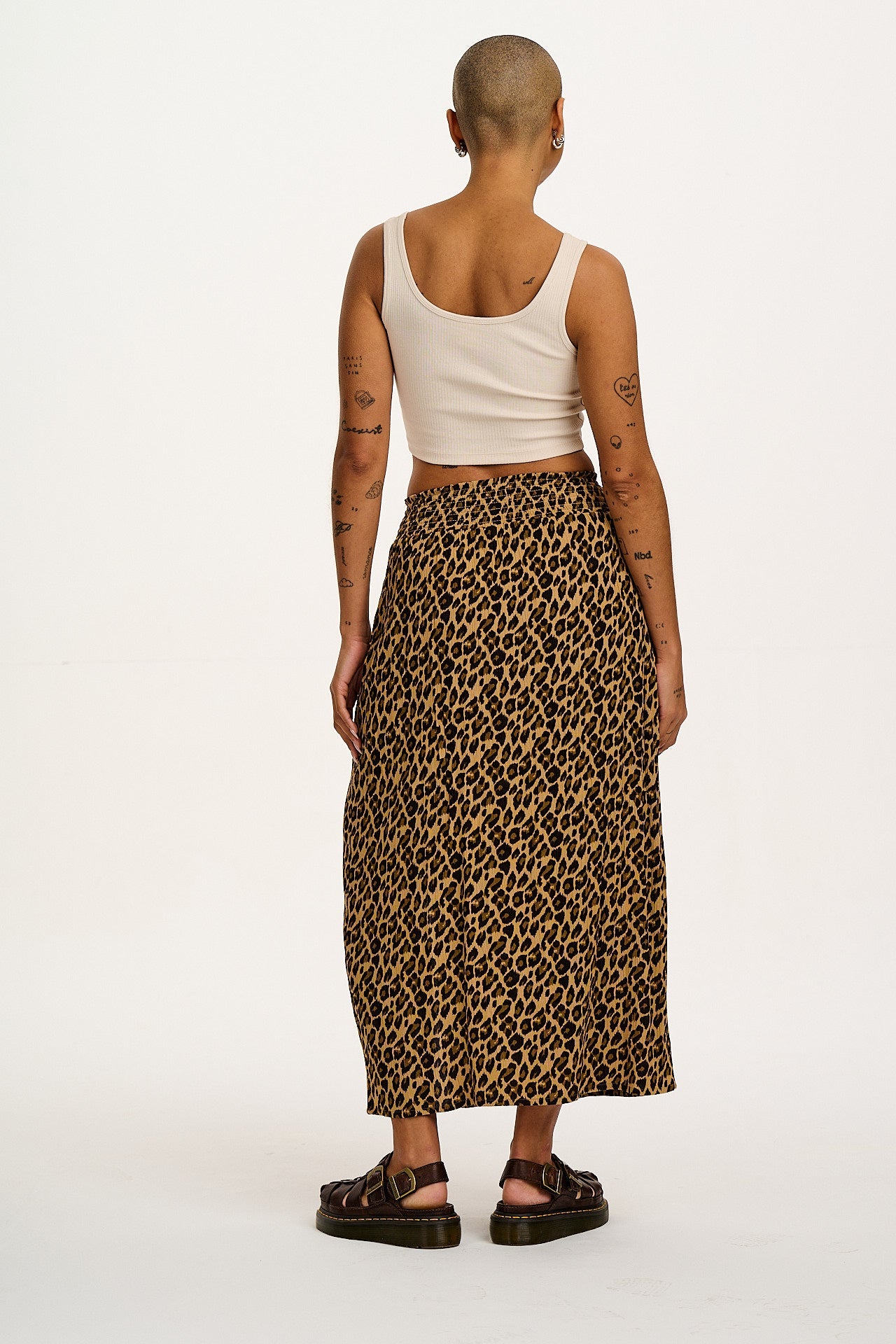 Poppy - Elasticated Waist Skirt in Leopard Print