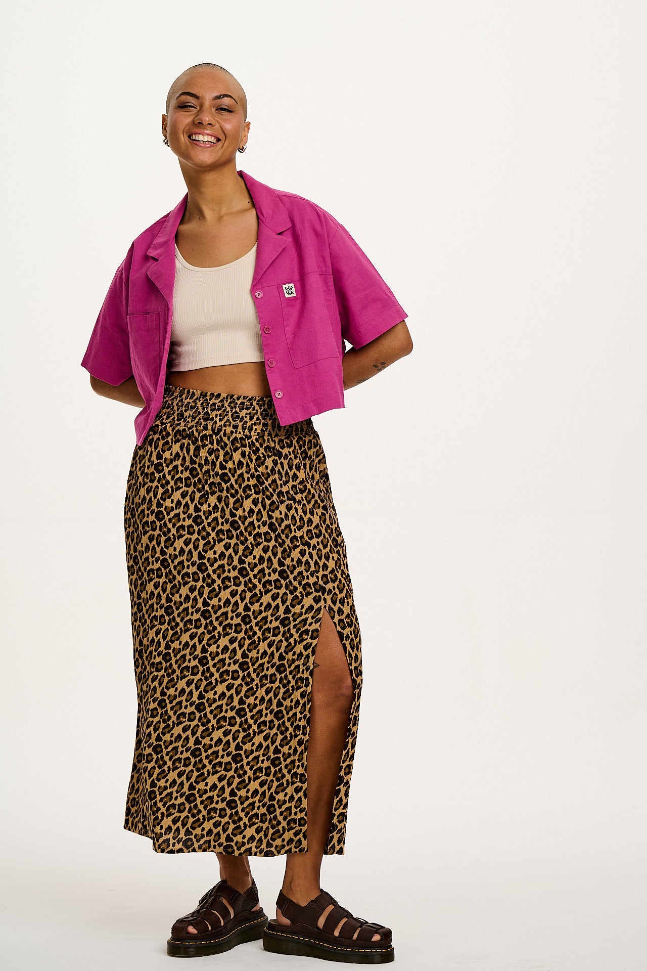 Poppy - Elasticated Waist Skirt in Leopard Print