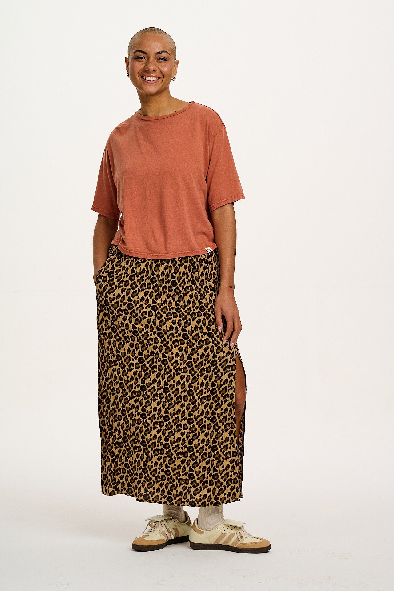 Poppy - Elasticated Waist Skirt in Leopard Print