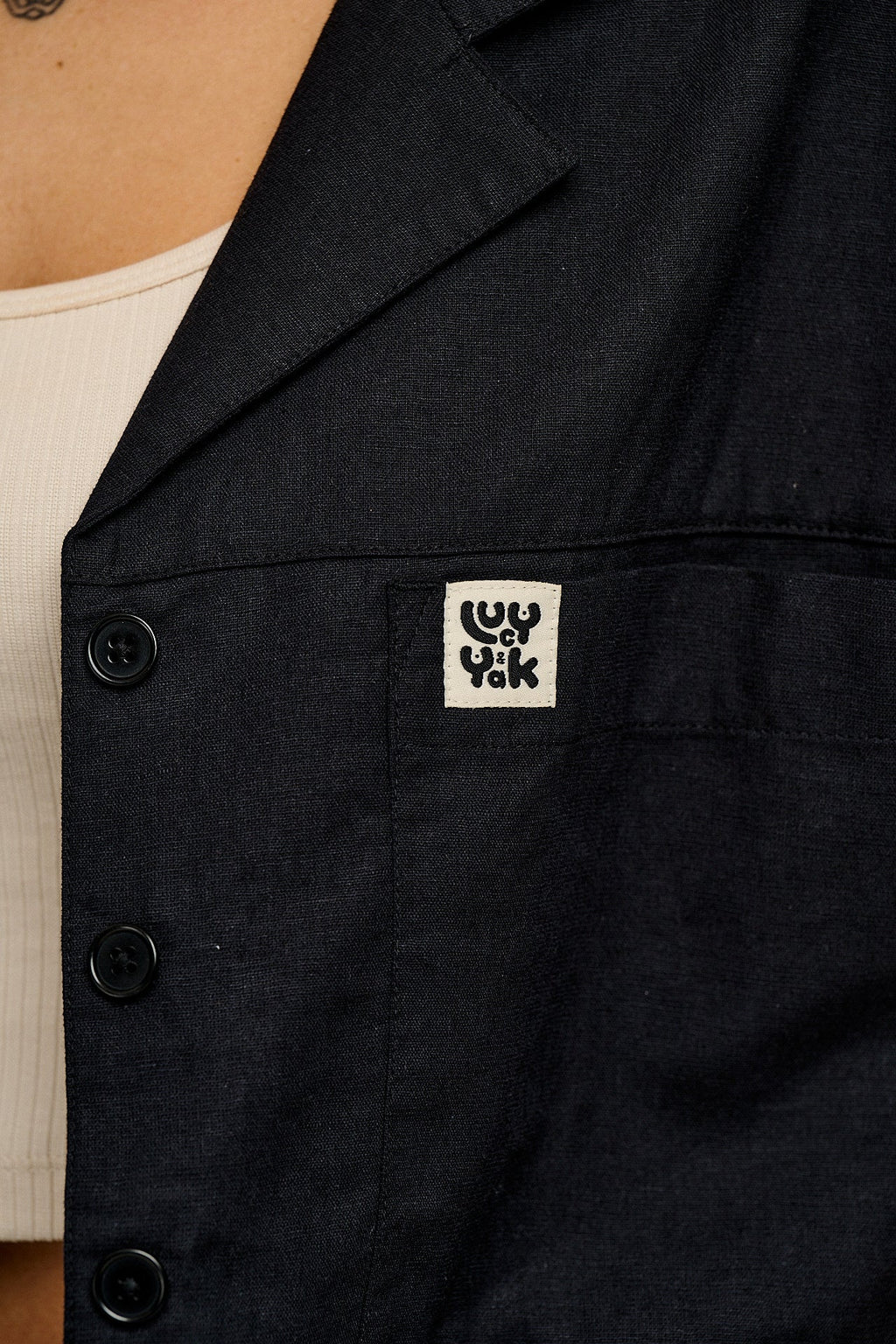 Alfie - Cotton & Linen Shirt in Black