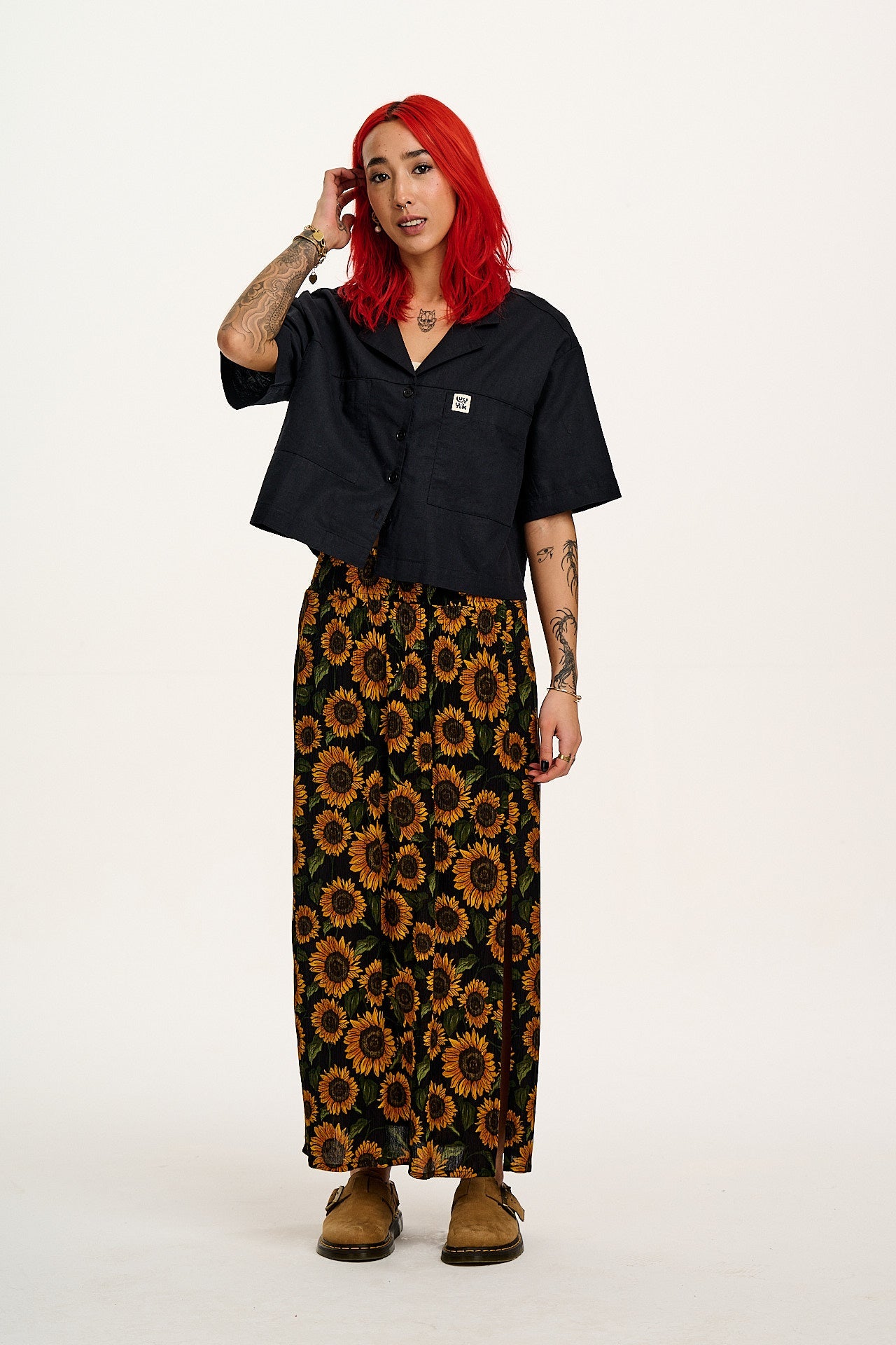 Alfie - Cotton & Linen Shirt in Black