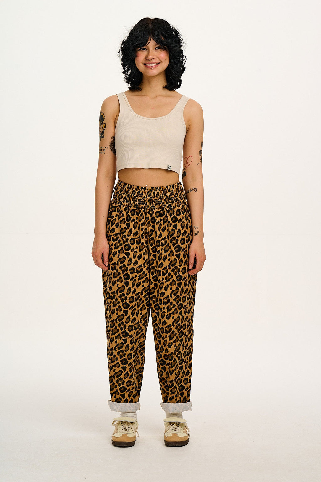 Alexa - Cotton Trousers in Leopard Print