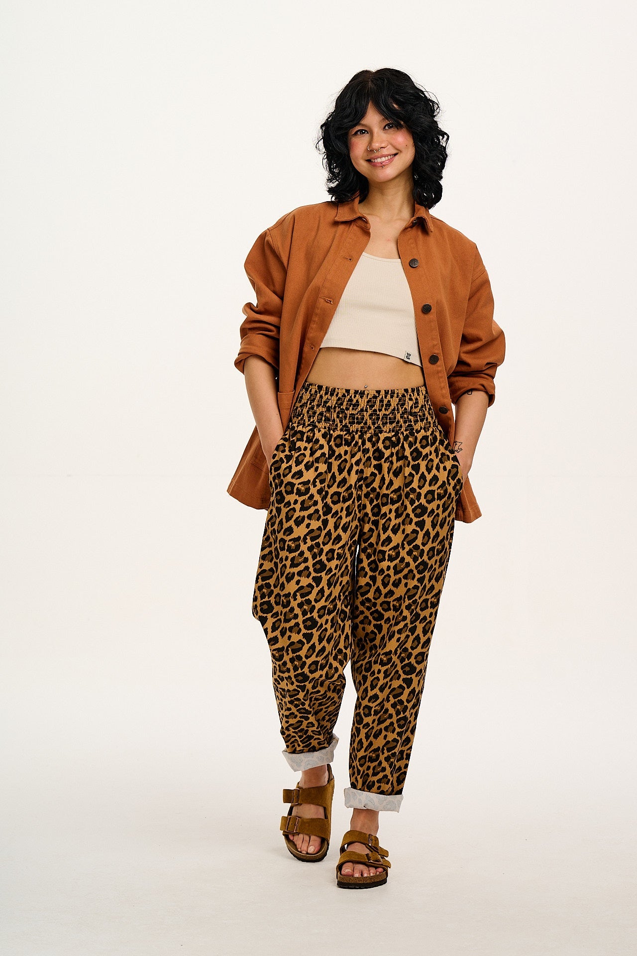 Alexa - Cotton Trousers in Leopard Print
