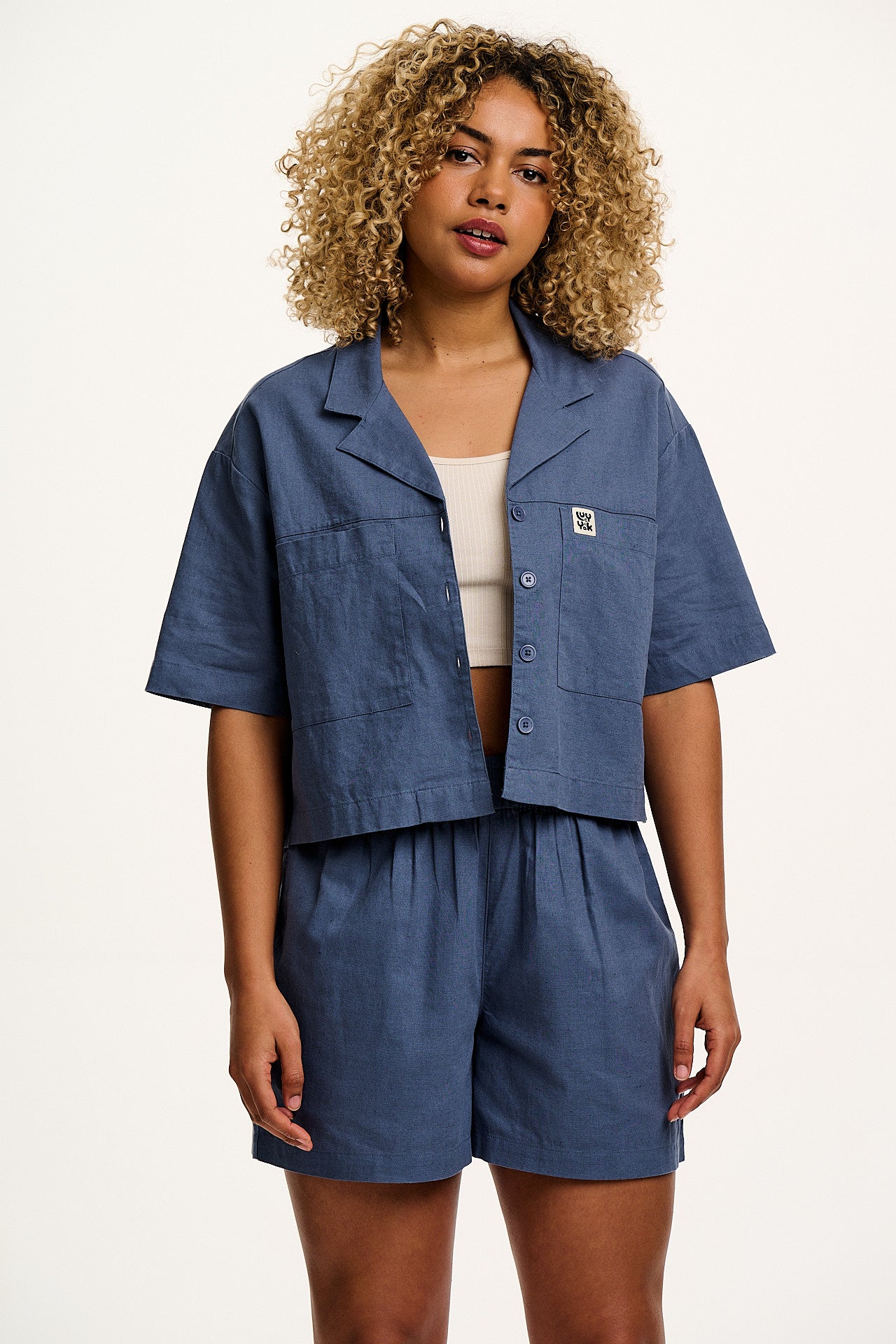 Alfie - Cotton & Linen Shirt in Vintage Indigo