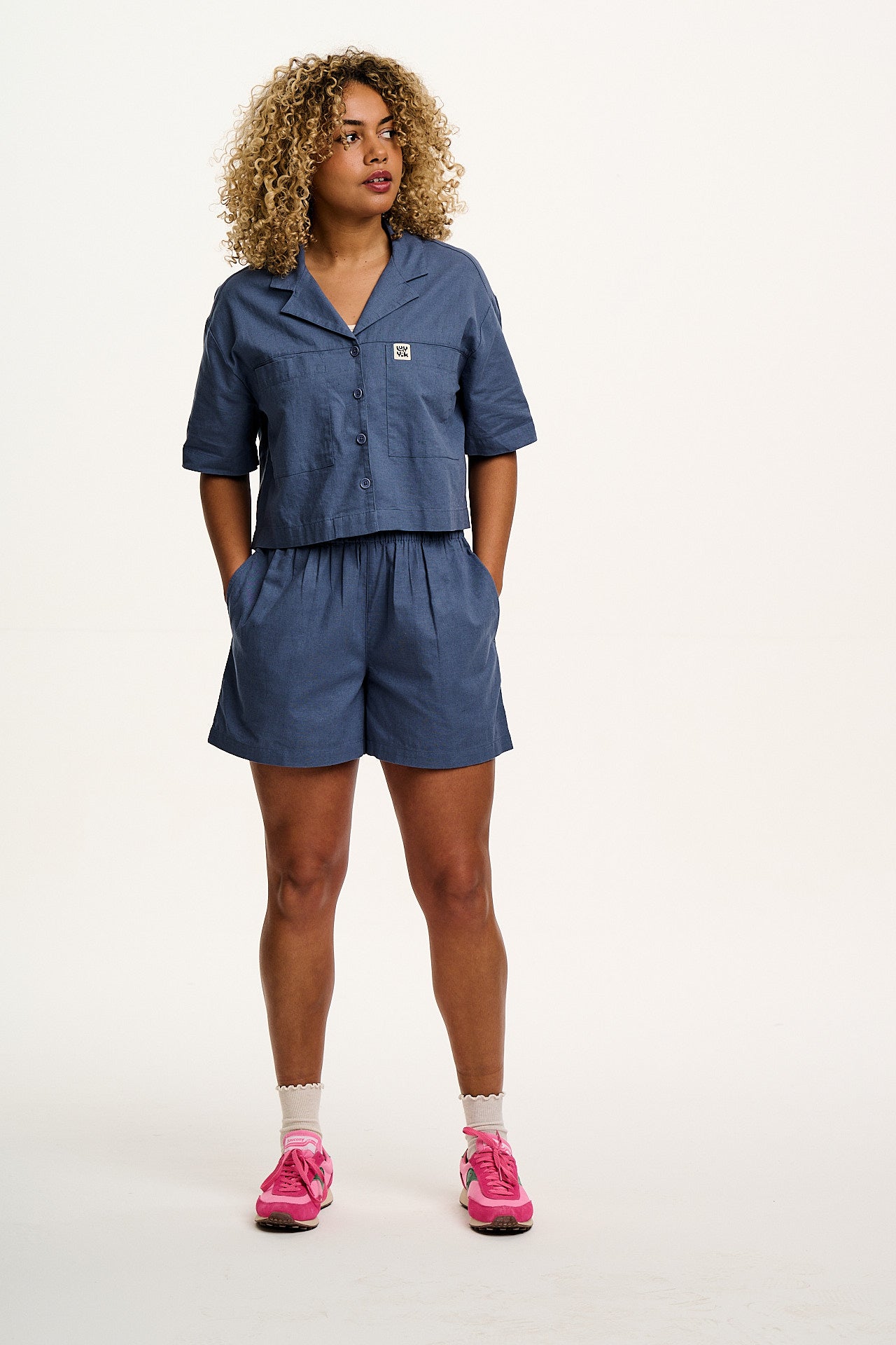 Alfie - Cotton & Linen Shirt in Vintage Indigo