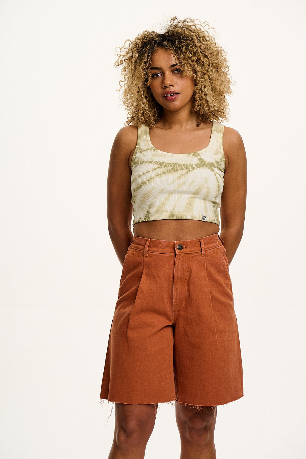 Josy - Vest Top in Green Tie Dye