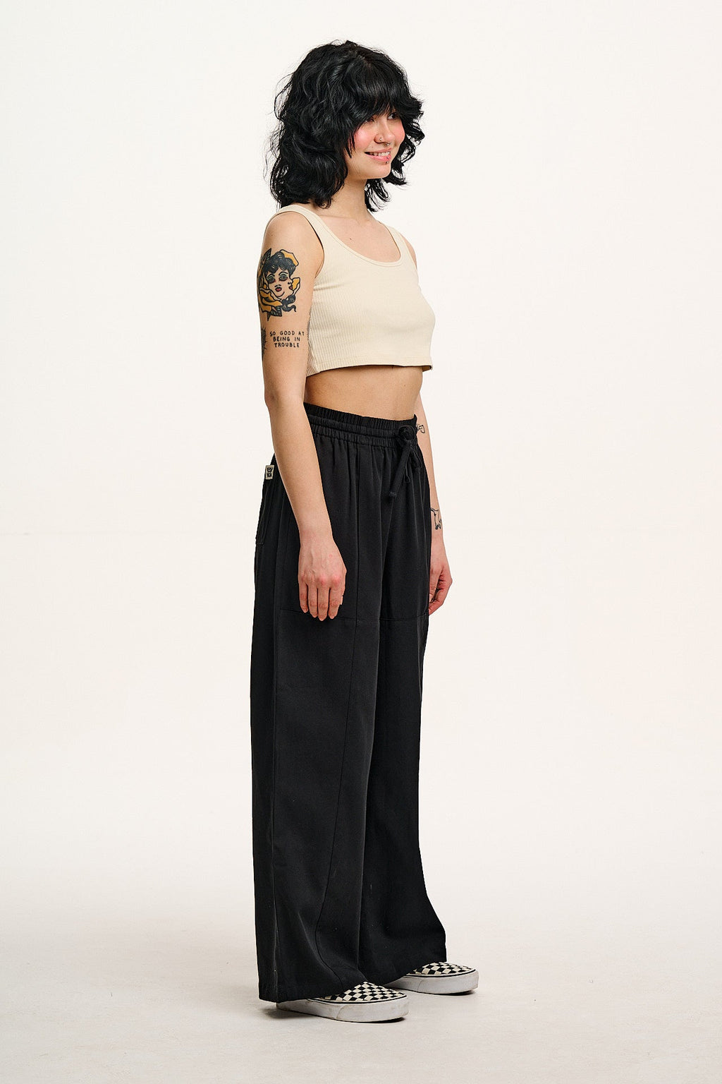 Norris - Cotton Trousers in Black