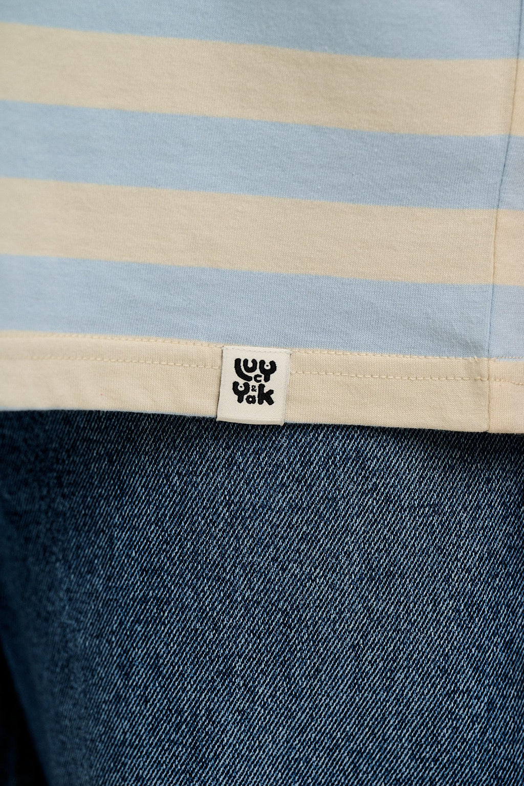 Benny - Oversized Cotton Tee in White & Blue Stripe