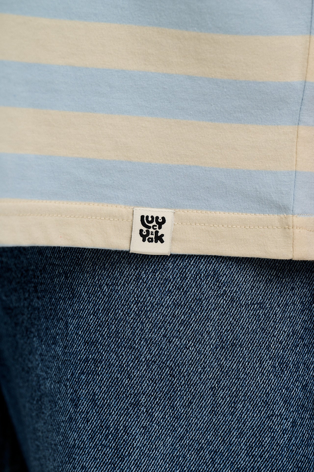 Benny - Oversized Cotton Tee in White & Blue Stripe