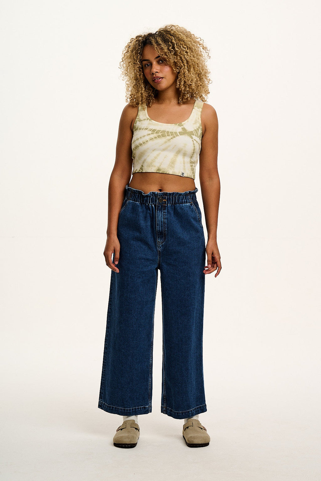 Cody - Paper Bag Jeans in Mid Wash Blue Denim