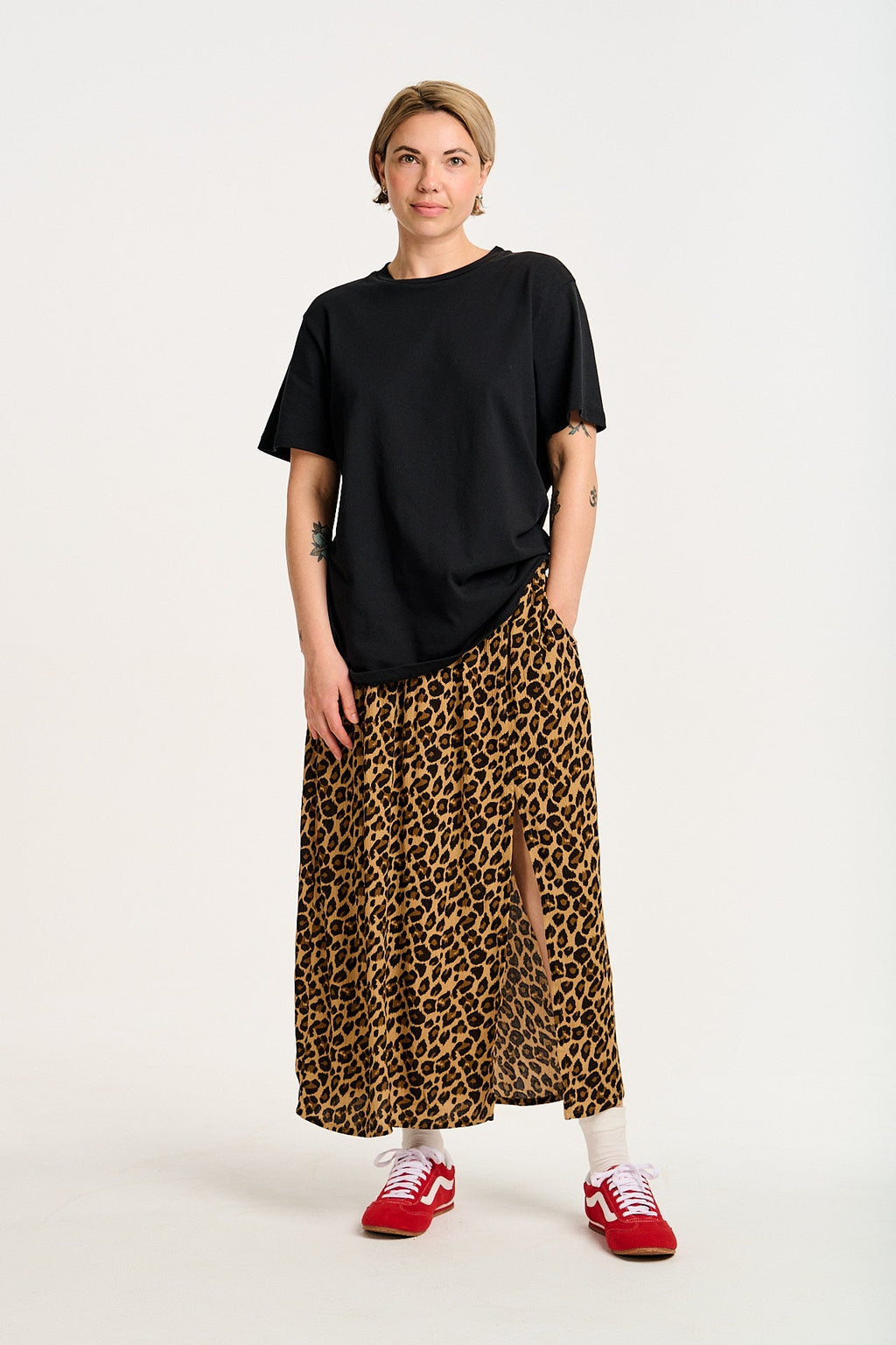 Poppy - Elasticated Waist Skirt in Leopard Print