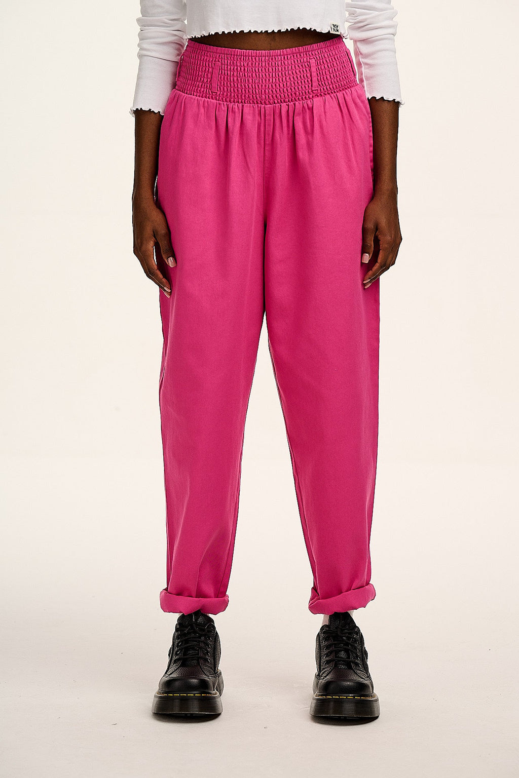 Alexa - Cotton Trousers in Mulberry Pink