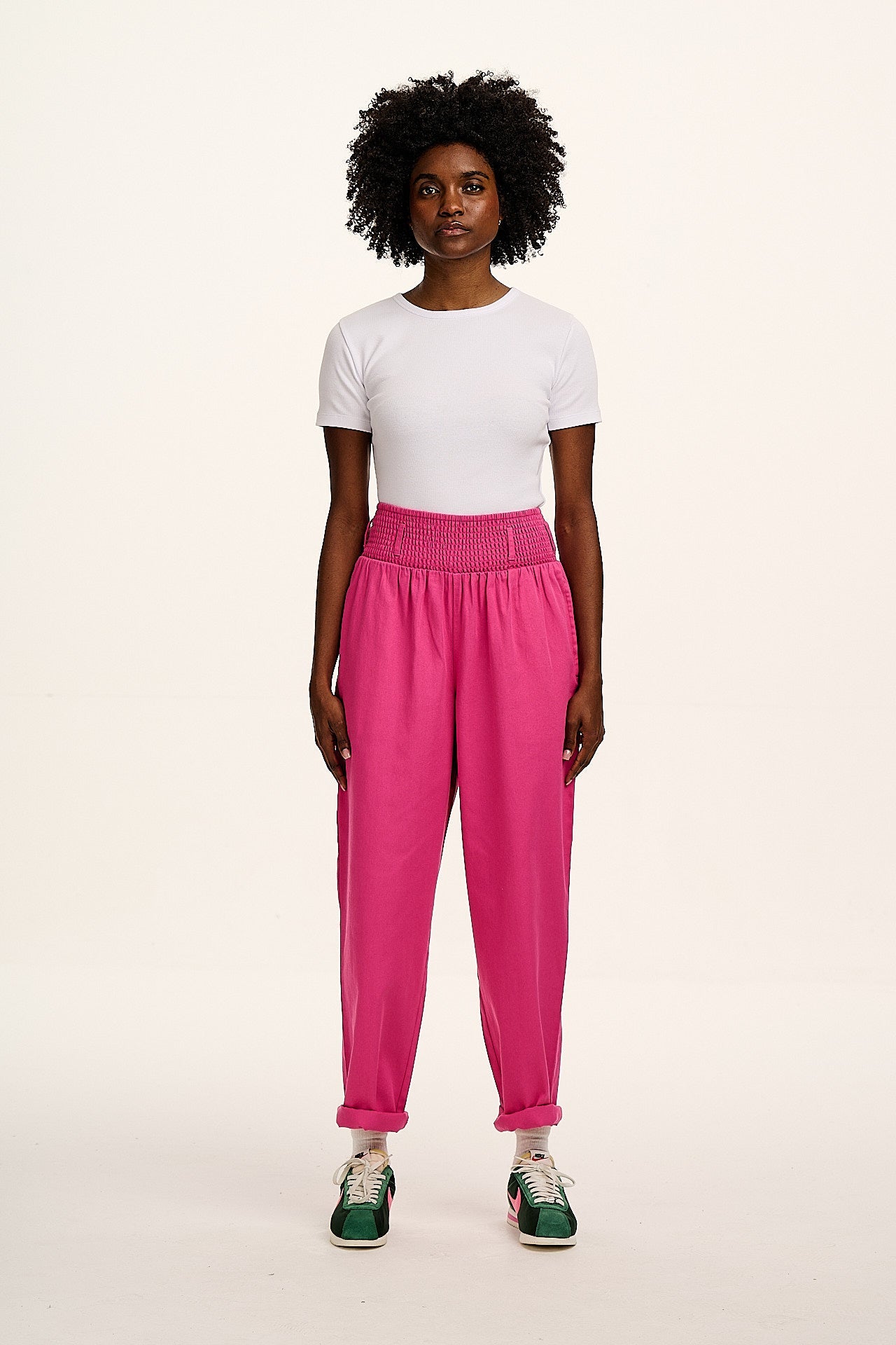 Alexa - Cotton Trousers in Mulberry Pink