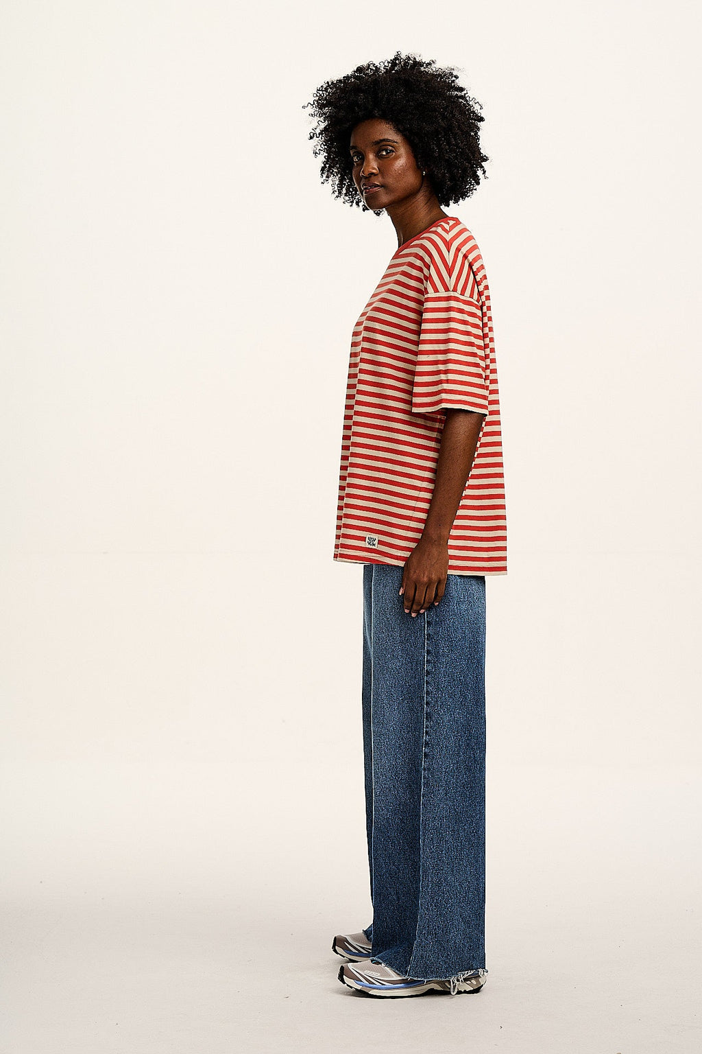 Benny - Oversized Cotton Tee in Red Stripe